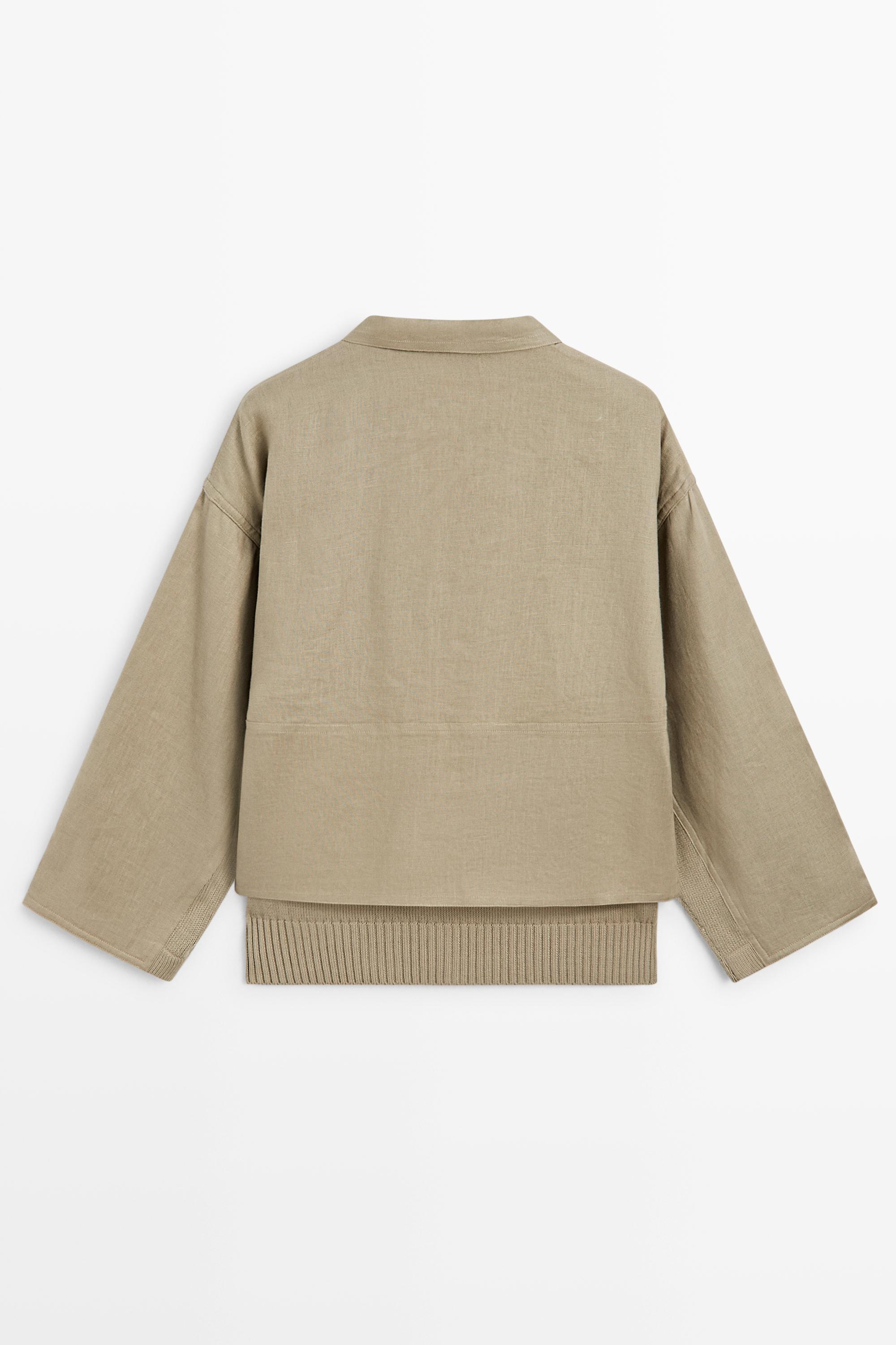 Cotton linen blend cardigan with pockets